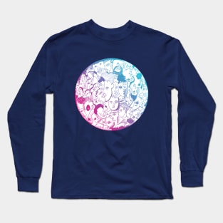 Dual Color Many Faces Long Sleeve T-Shirt